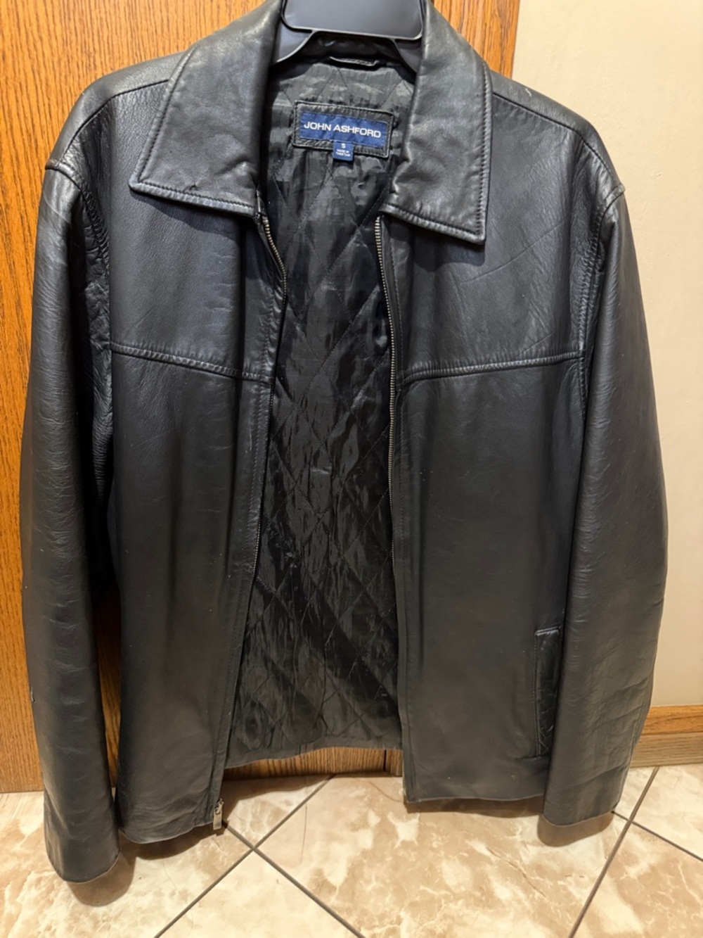 John Ashford Black Leather Bomber Jacket